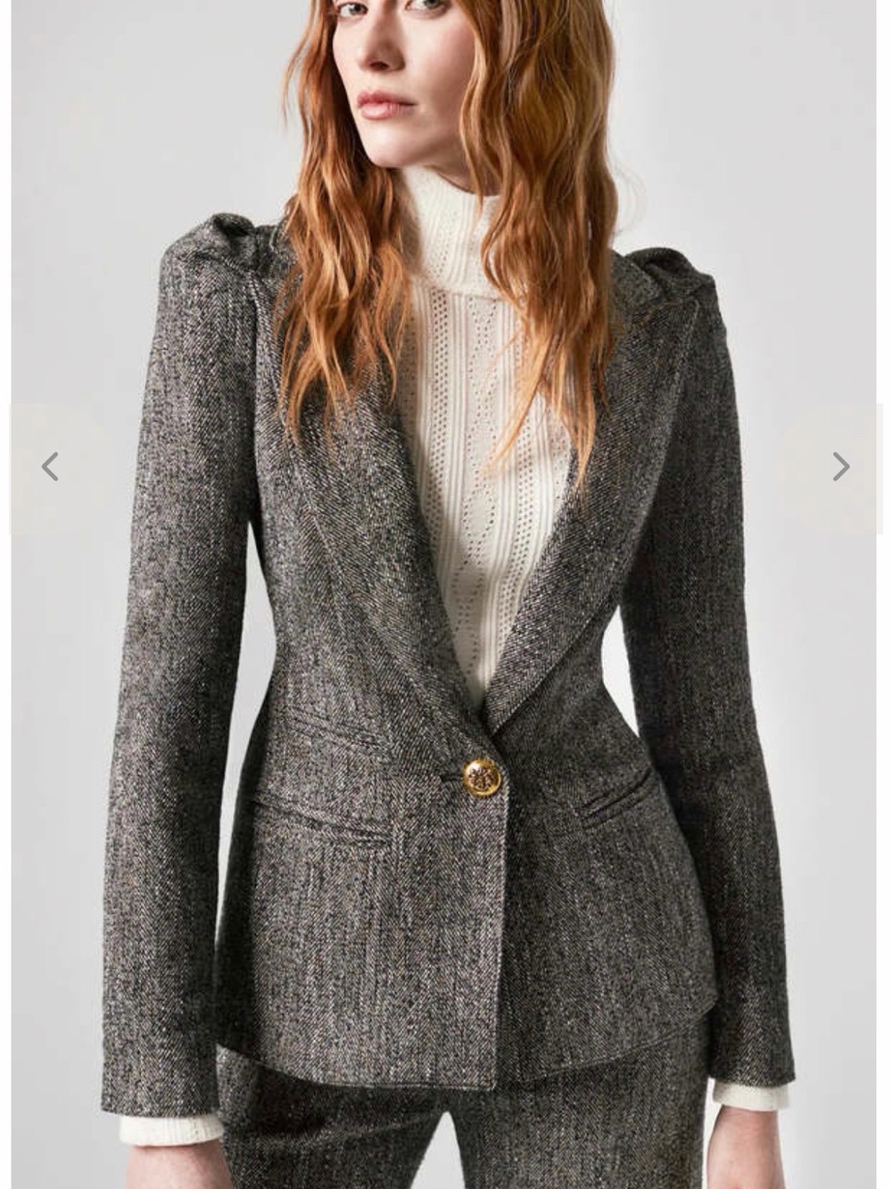 NWT Smythe Box Pleat Blazer in Tobacco Tweed